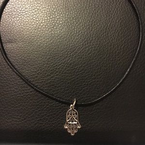 Peruvian leather necklace w/Peruvian hand charm